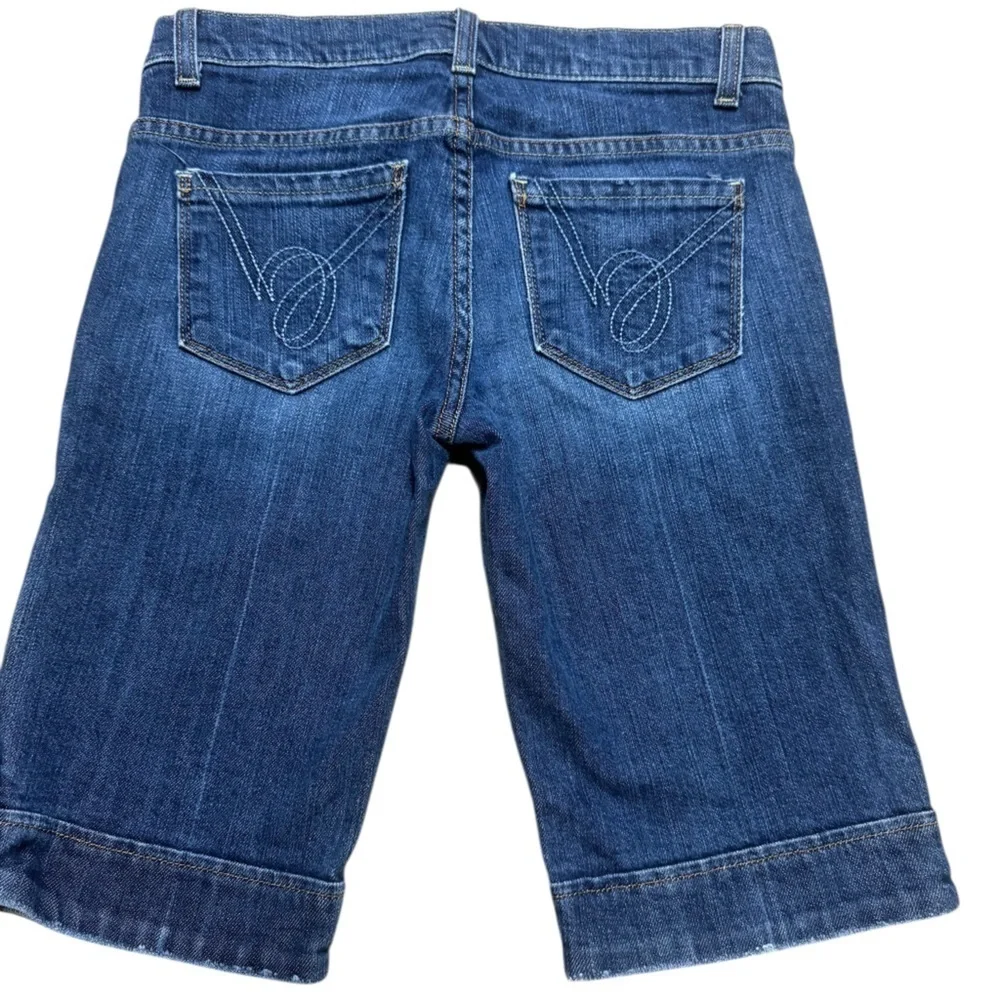 Bebe y2K Denim Bermuda Shorts Size 26 Decorative Buttons Sailor Pant Vintage
